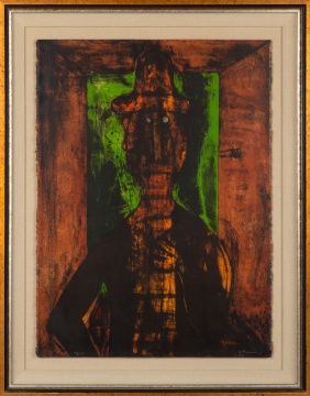 Rufino Tamayo (Mexican, 1899-1991) Hombre en Fondo Verde (Man on Green Background)