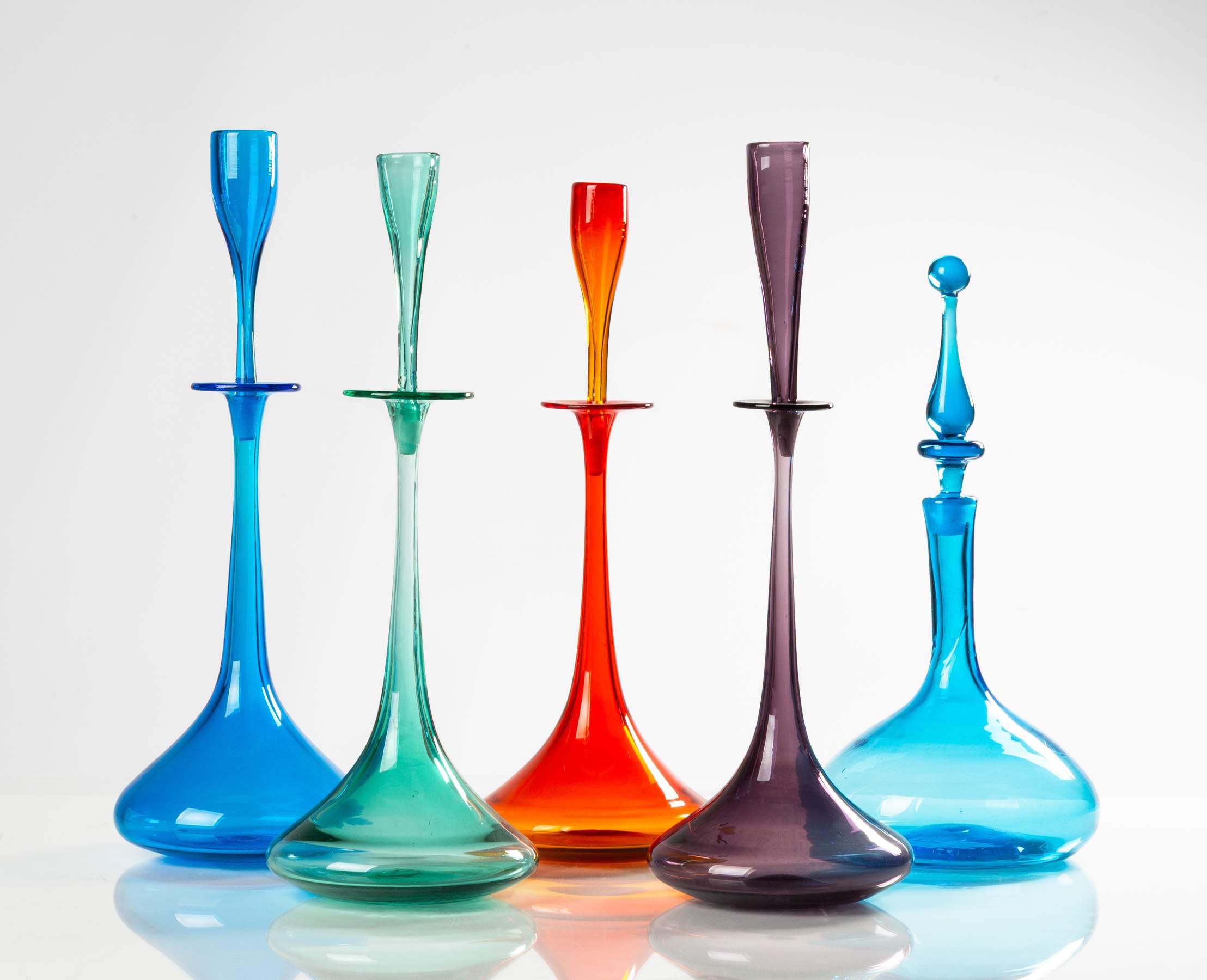 Wayne Husted, Blenko Shot Glass Decanters | Cottone Auctions