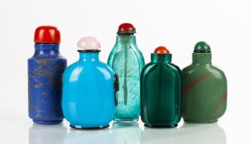 Five Peking Glass Snuff Bottles
