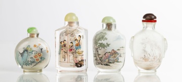 Four Reverse Painted Snuff Bottles