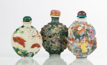 Three Famille Rose Snuff Bottles