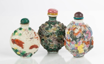 Three Famille Rose Snuff Bottles