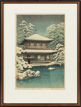Hasui Kawasi (Japanese, 1883-1957) "Snow at Ginkaku-ji Temple, Kyoto"