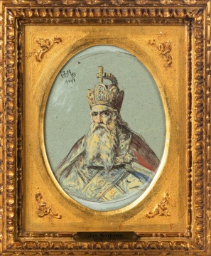 Attributed to Jan Matejko (Polish, 1838-1893) Portrait of a King