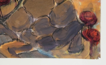 Catherine Burchfield Parker (American, 1926-2012) Watercolor of Sunset with Birds