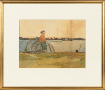 M. Louise Stowell (American, 1861-1930) Boy and Lobster Trap