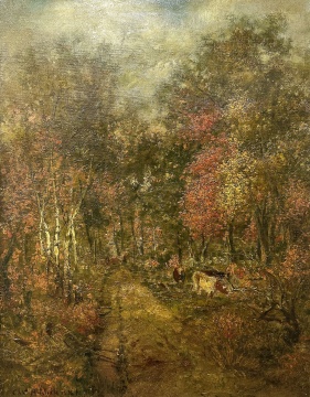 Charles Henry Miller, (American, 1842-1922) Landscape with Cows