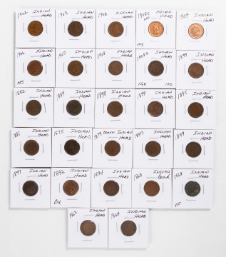(27) Indian Head 1-Cent Coins