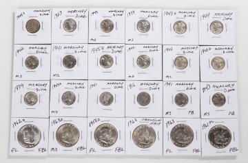 (6) Franklin Half Dollars & (18) Mercury Dimes