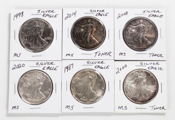 (6) Silver American Eagle $1 Coins