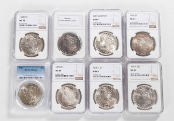 (8) Graded Morgan & Eagle Silver Dollars