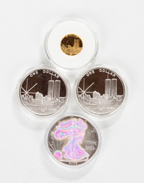 U.S. Freedom Tower / World Trade Commemorative Gold / Silver Coins & American Silver Eagle Hologram