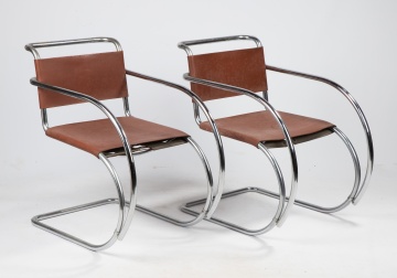 Mies van der Rohe MR Chrome & Leather Armchairs
