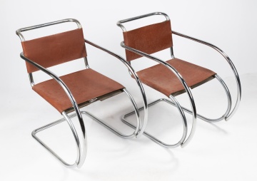 Mies van der Rohe MR Chrome & Leather Armchairs