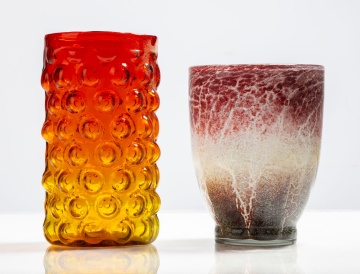 Wayne Husted Amberina Bubble Vase & WMF German Art Glass Vase