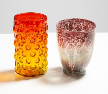 Wayne Husted Amberina Bubble Vase & WMF German Art Glass Vase