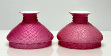 Antique Cased Quilted Satin Glass Shades