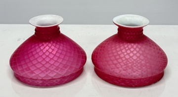 Antique Cased Quilted Satin Glass Shades