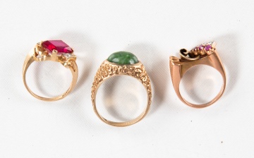 Three Ladies 14K Gold & Gemstone Rings