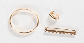 14K Gold Baby Bracelet, Pin, & Earring