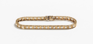 Ladies' 14K Gold, Platinum & Diamond Tennis Bracelet
