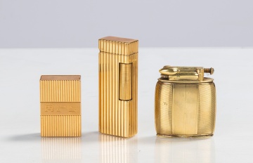 Dunhill & Clark 14K Gold Lighters & 14K Gold Snuff Box