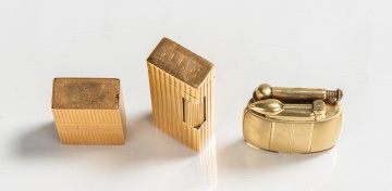 Dunhill & Clark 14K Gold Lighters & 14K Gold Snuff Box