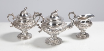 American Three-Piece Silver Tea Set, Baldwin Gardiner (1791-1868)