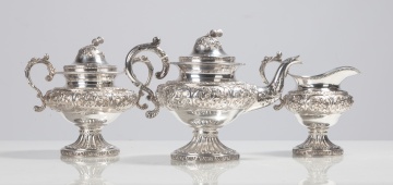 American Three-Piece Silver Tea Set, Baldwin Gardiner (1791-1868)