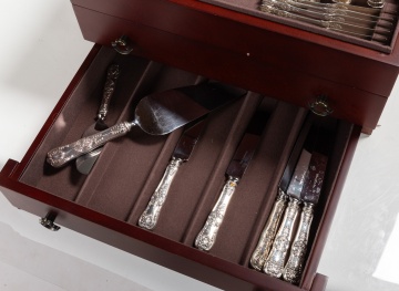 Tiffany & Co. English Kings Extensive Sterling Silver Flatware Set