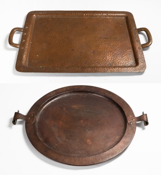 Two Hammered Copper Trays