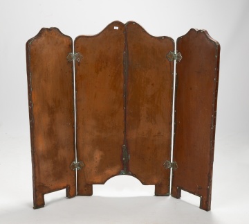 Stylized Copper Repousse Fireplace Screen with Sea Creatures