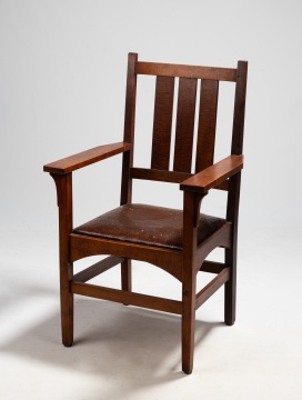 Arts & Crafts Gustav Stickley Curly Maple Armchair