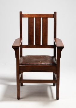 Arts & Crafts Gustav Stickley Curly Maple Armchair