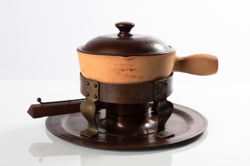 Rare Roycroft Hammered Copper Chafing Dish