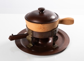 Rare Roycroft Hammered Copper Chafing Dish