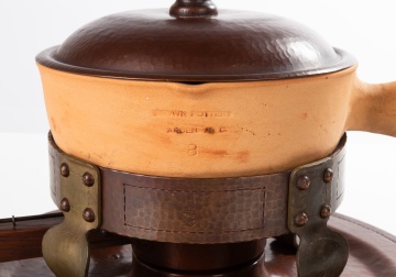 Rare Roycroft Hammered Copper Chafing Dish