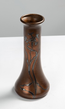 Roycroft Bookends & Octagonal Tray, Liberty & Co. Candlestick, & Heintz Silvercrest Vase