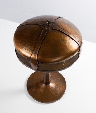 Roycroft Hammered Copper Helmet Lamp, Model 902