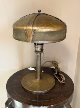 Roycroft Hammered Copper Helmet Lamp, Model 902