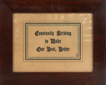 Roycroft Motto in Roycroft Frame "Constantly Striving to Make Our Best Better"