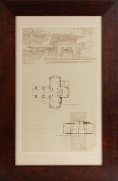 Frank Lloyd Wright Architectural Print in Roycroft Frame
