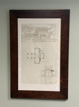 Frank Lloyd Wright Architectural Print in Roycroft Frame