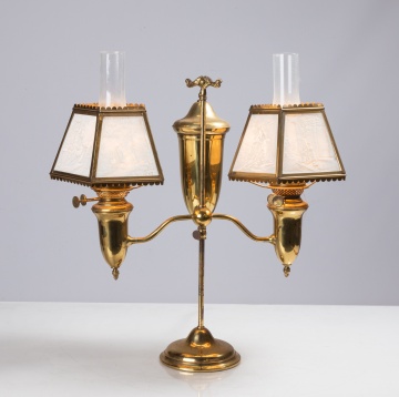 Double Student Lamp with Lithophane Shades