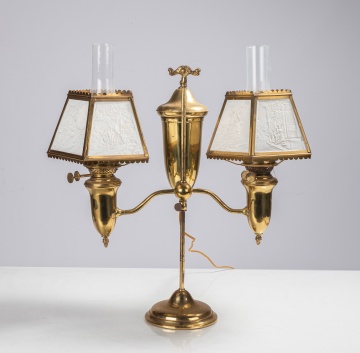 Double Student Lamp with Lithophane Shades