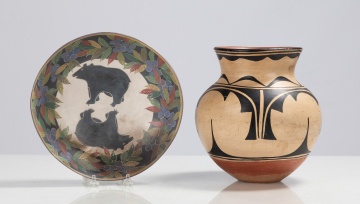 Pueblo Olla Pottery Jar & Contemporary Bowl