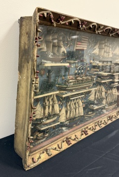 American Exuberant Folk Art Ships Diorama