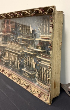 American Exuberant Folk Art Ships Diorama