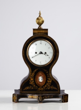 English Paper Mache Balloon Case Parlor Clock