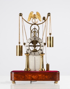 Fancy Clock with Glass Dome & Music Box Base, Attributed to Simon Willard